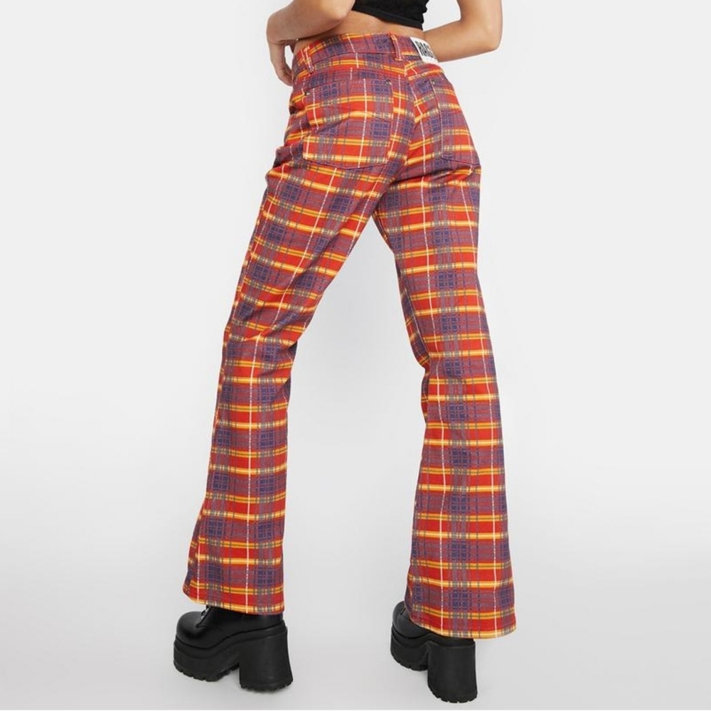 🔥NWT Ragged Priest Tartan Plaid Flare Jeans High Rise Size 26